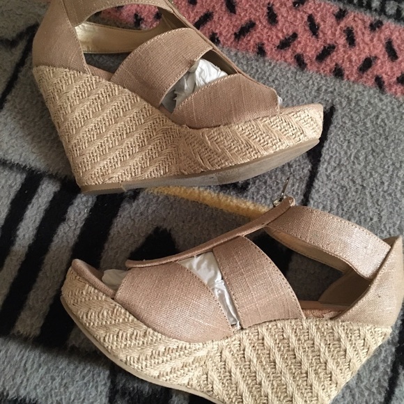 jcpenney Shoes Womens Taupe Wedge Sandal Poshmark